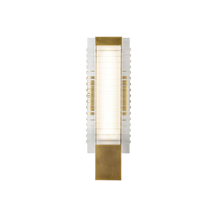 Alora WV374118VBCR LED Wall Vanity, Vintage Brass/Ribbed Glass