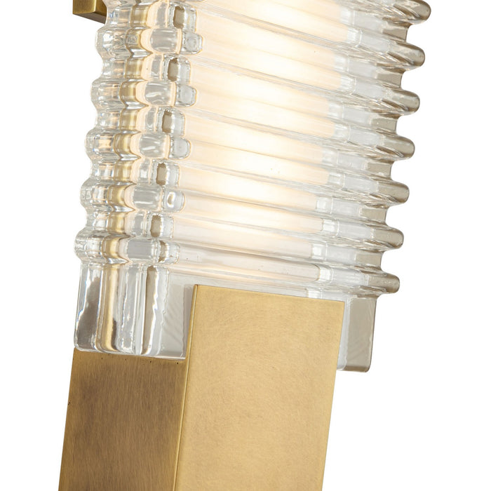 Alora WV374118VBCR LED Wall Vanity, Vintage Brass/Ribbed Glass