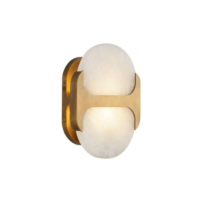 Alora WV357109VBAR One Light Wall Vanity, Vintage Brass/Alabaster