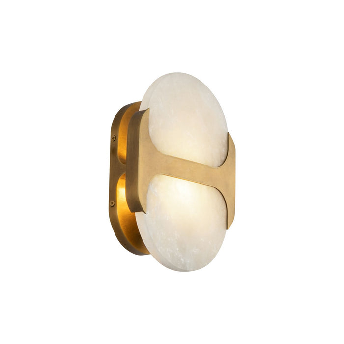 Alora WV357109VBAR One Light Wall Vanity, Vintage Brass/Alabaster