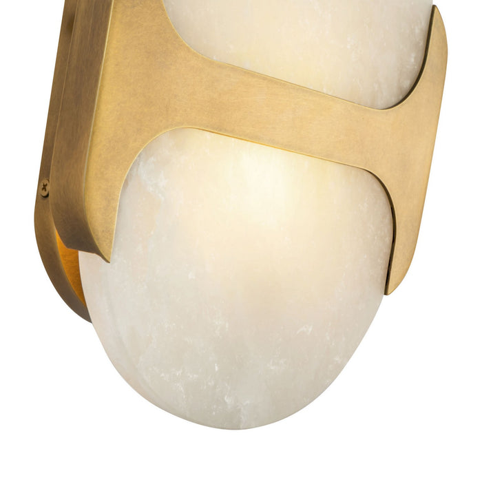 Alora WV357109VBAR One Light Wall Vanity, Vintage Brass/Alabaster