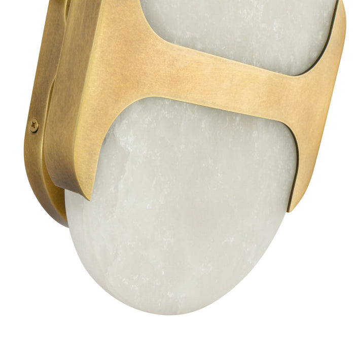 Alora WV357109VBAR One Light Wall Vanity, Vintage Brass/Alabaster