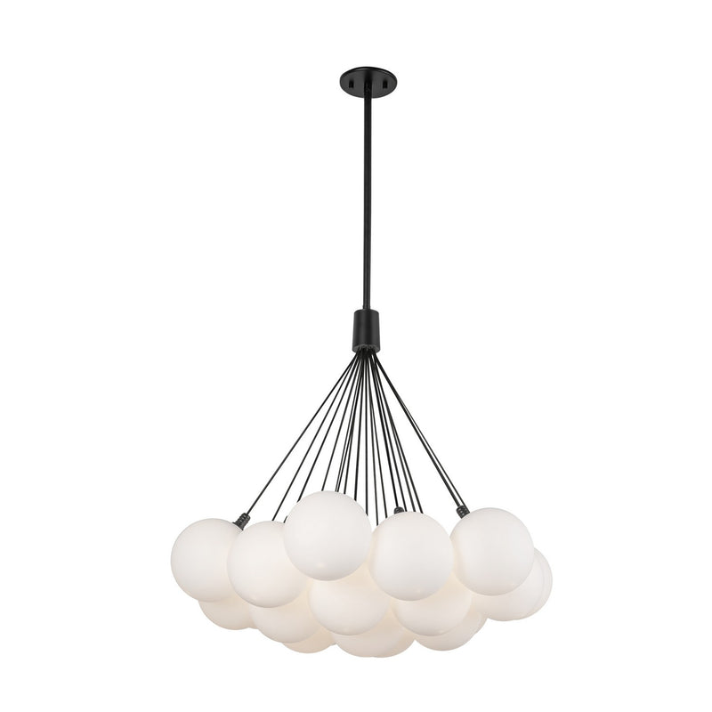 Kuzco Lighting CH3128-BK/OP LED Chandelier, Black/Opal Glass