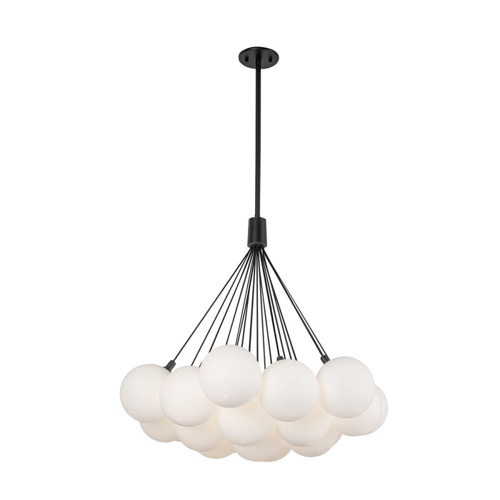Kuzco Lighting CH3128-BK/OP LED Chandelier, Black/Opal Glass