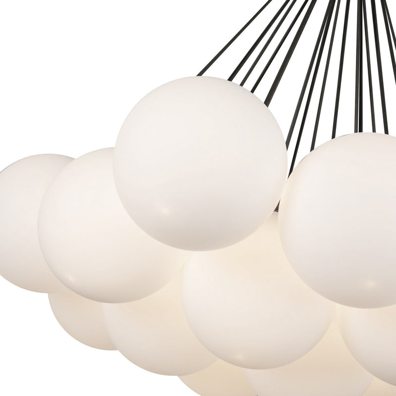Kuzco Lighting CH3128-BK/OP LED Chandelier, Black/Opal Glass