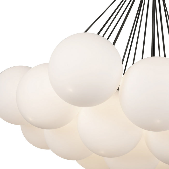 Kuzco Lighting CH3128-BK/OP LED Chandelier, Black/Opal Glass