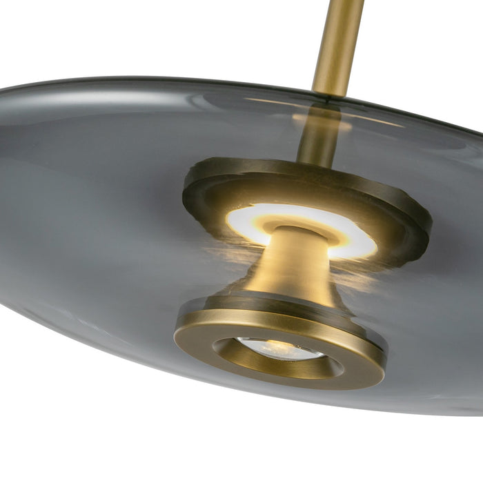 Kuzco Lighting PD37018-VB/SM-3WCCT-UNV LED Pendant, Vintage Brass/Smoked Glass