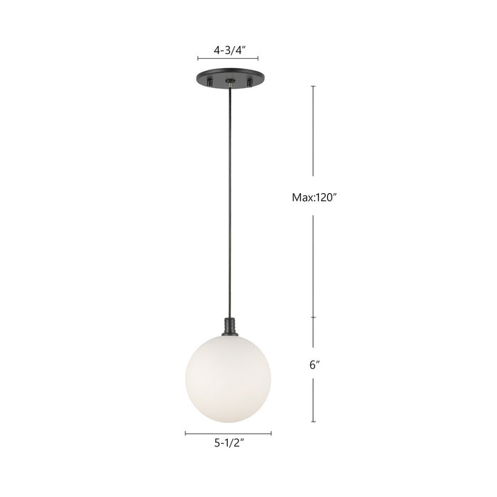 Kuzco Lighting PD3106-BK/OP LED Pendant, Black/Opal Glass