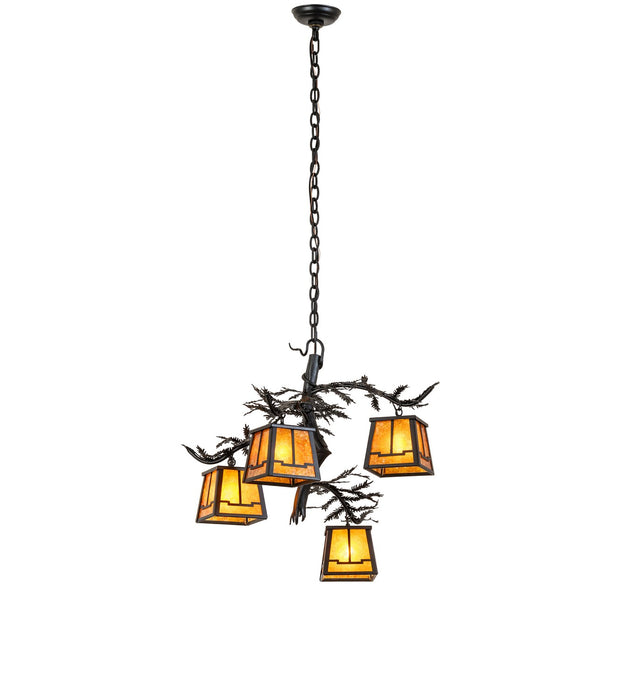 Meyda Tiffany 270103 Four Light Chandelier, Textured Black
