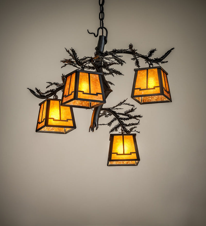 Meyda Tiffany 270103 Four Light Chandelier, Textured Black