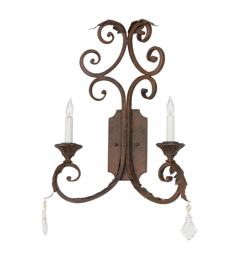 Meyda Tiffany 272441 Two Light Wall Sconce, Distressed Chestnut