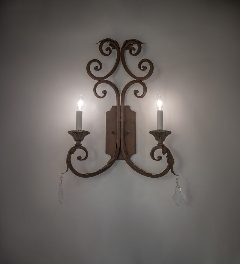 Meyda Tiffany 272441 Two Light Wall Sconce, Distressed Chestnut