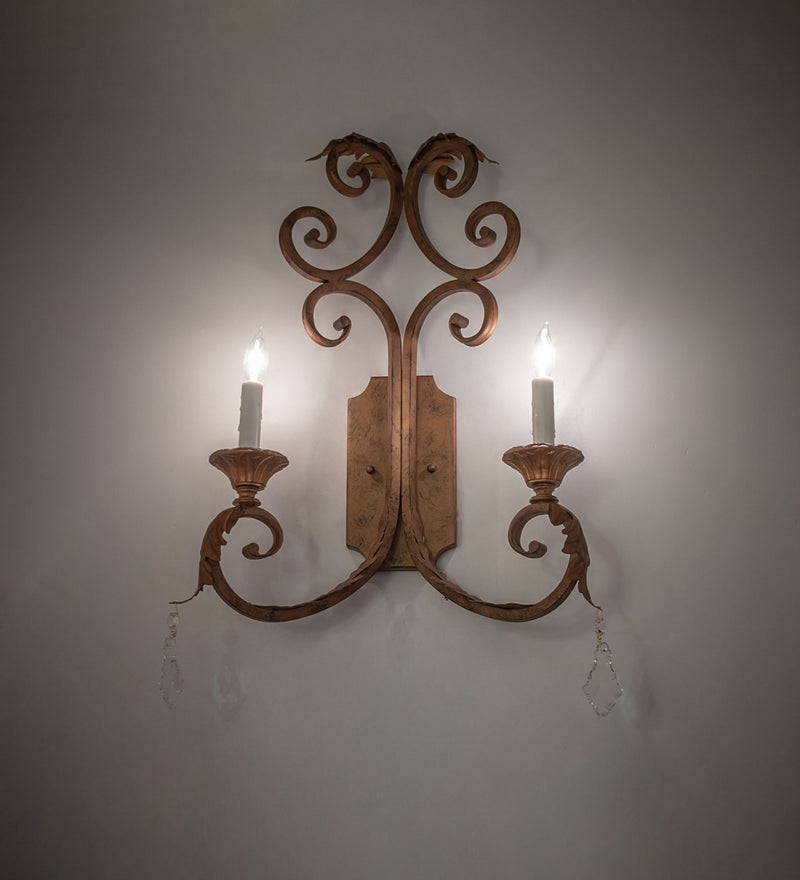 Meyda Tiffany 272445 Two Light Wall Sconce, Spanish Gold