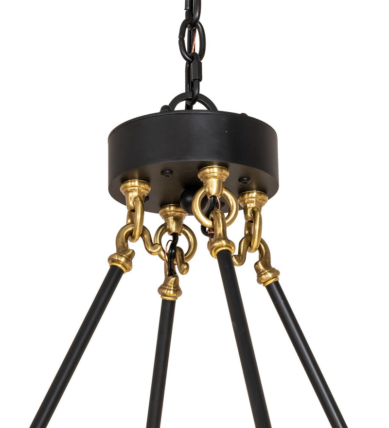 Meyda Tiffany 273394 20 Light Chandelier, Solar Black W/Brushed Brass