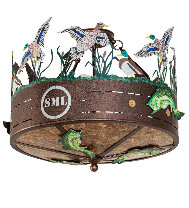 Meyda Tiffany 273701 Three Light Semi-Flushmount, Copper Vein