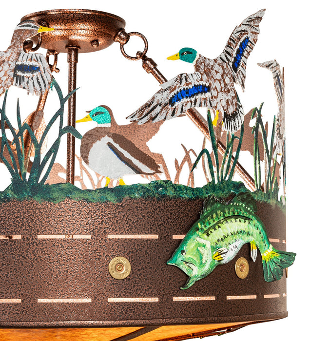 Meyda Tiffany 273701 Three Light Semi-Flushmount, Copper Vein