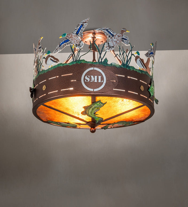 Meyda Tiffany 273701 Three Light Semi-Flushmount, Copper Vein