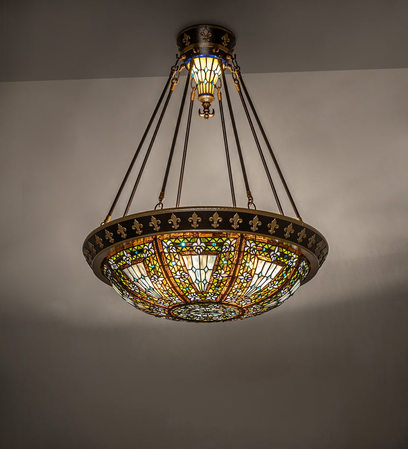 Meyda Tiffany 274269 Four Light Semi-Flushmount, Copper Vein & Nu Gold