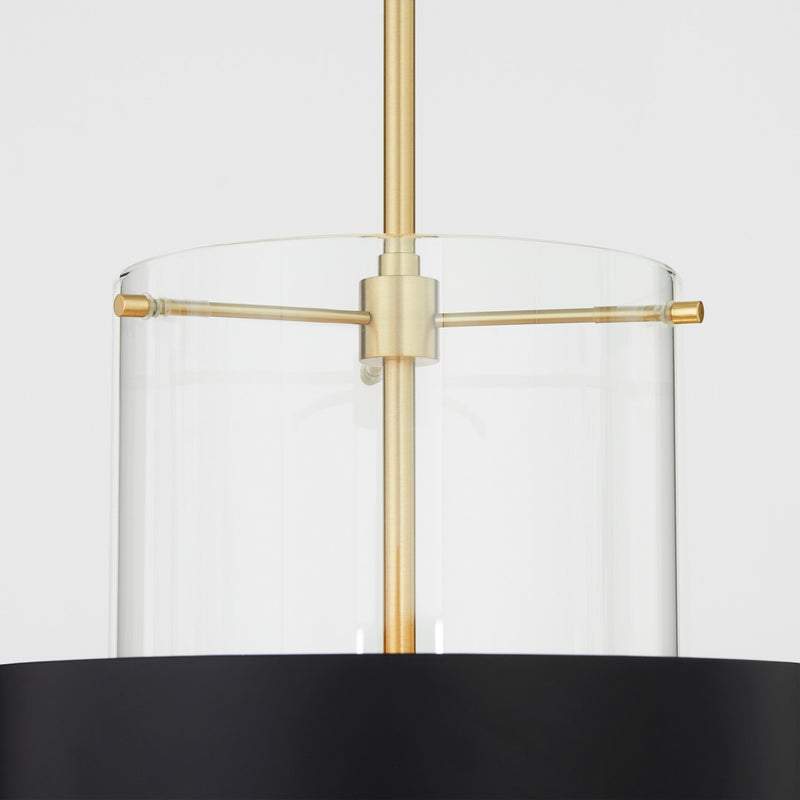 Quorum 8013-5980 One Light Pendant, Matte Black/Aged Brass
