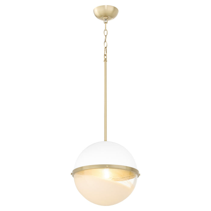 Quorum 82-12-0880 One Light Pendant, Studio White w/ Aged Brass