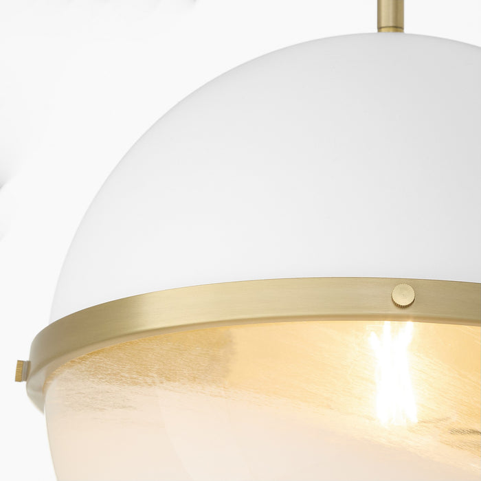 Quorum 82-12-0880 One Light Pendant, Studio White w/ Aged Brass