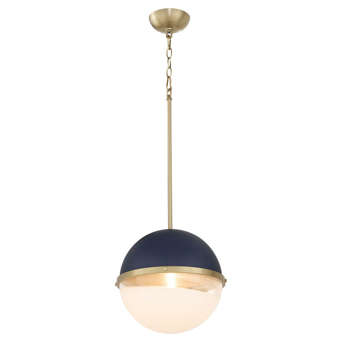 Quorum 82-12-3280 One Light Pendant, Blue w/ Aged Brass