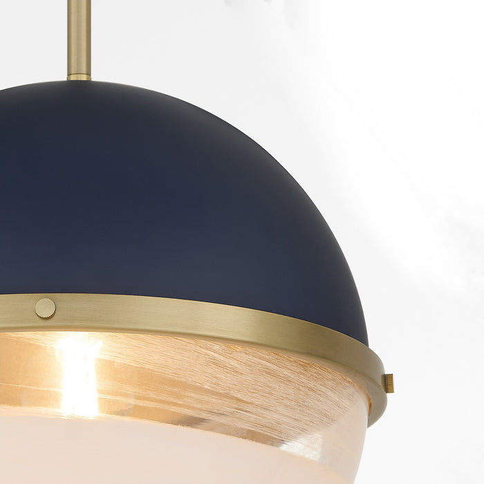 Quorum 82-12-3280 One Light Pendant, Blue w/ Aged Brass