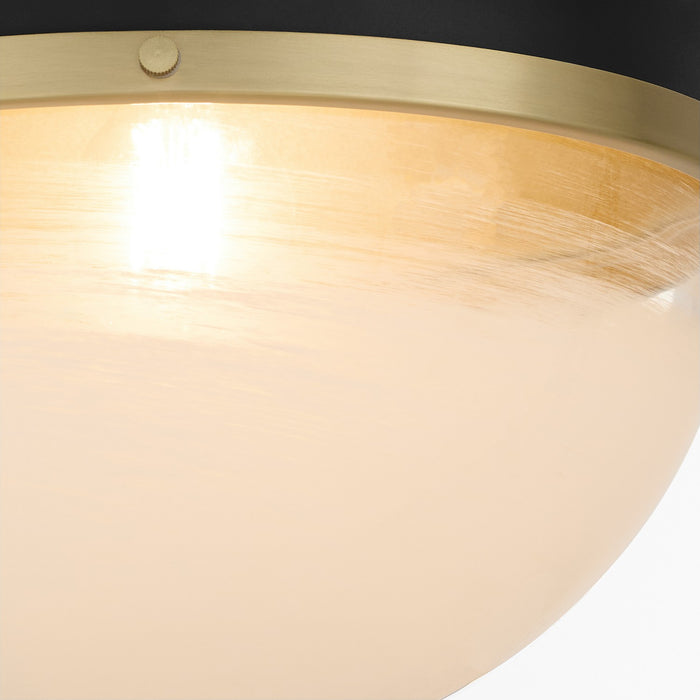 Quorum 82-12-6980 One Light Pendant, Textured Black w/ Aged Brass