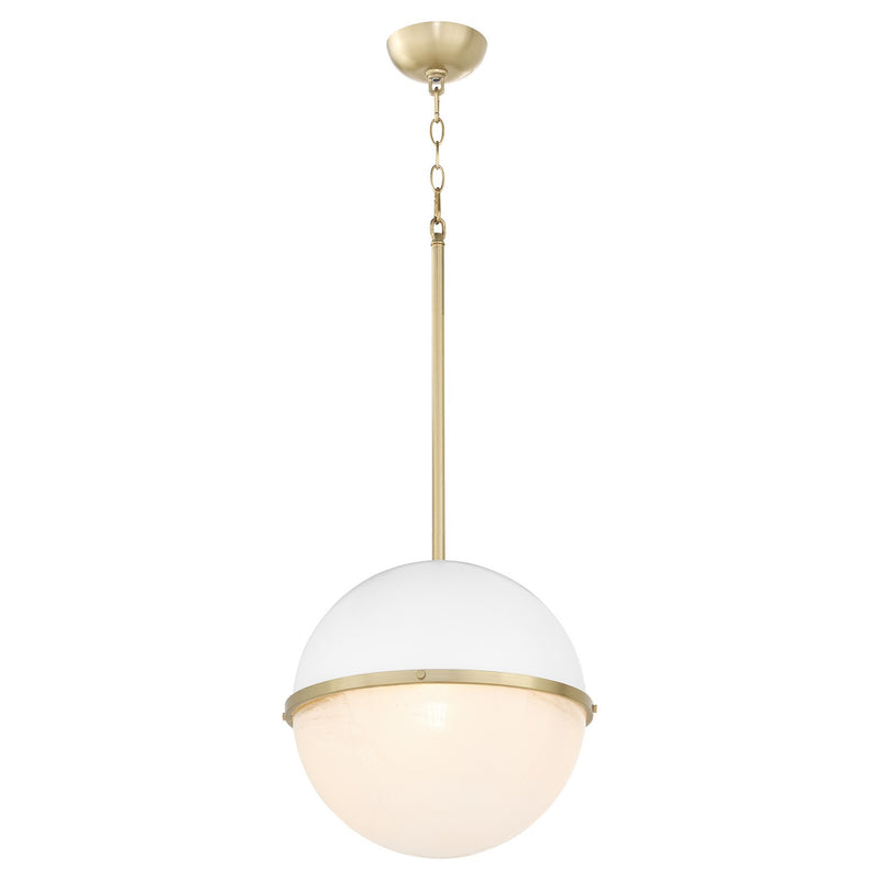 Quorum 82-14-0880 One Light Pendant, Studio White w/ Aged Brass
