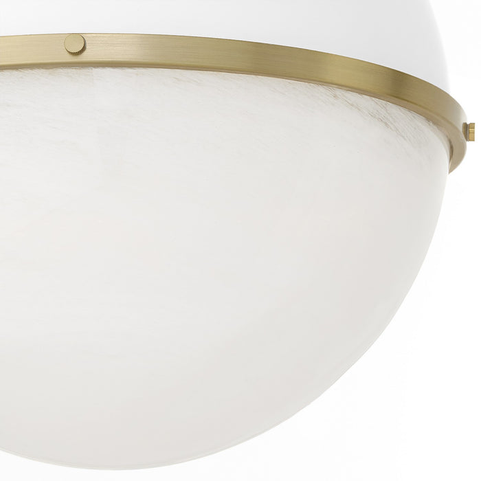 Quorum 82-14-0880 One Light Pendant, Studio White w/ Aged Brass