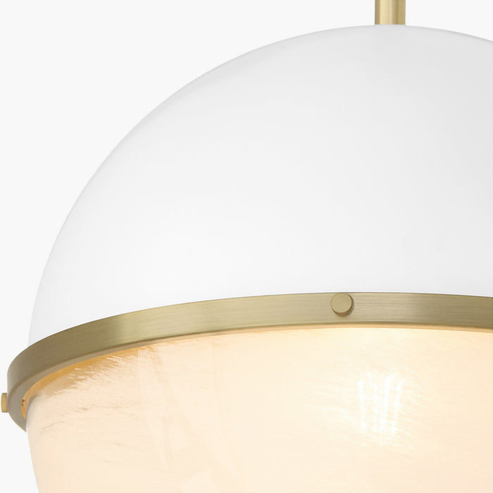 Quorum 82-14-0880 One Light Pendant, Studio White w/ Aged Brass