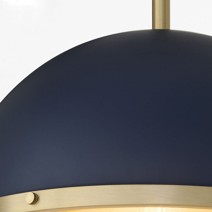 Quorum 82-14-3280 One Light Pendant, Blue w/ Aged Brass