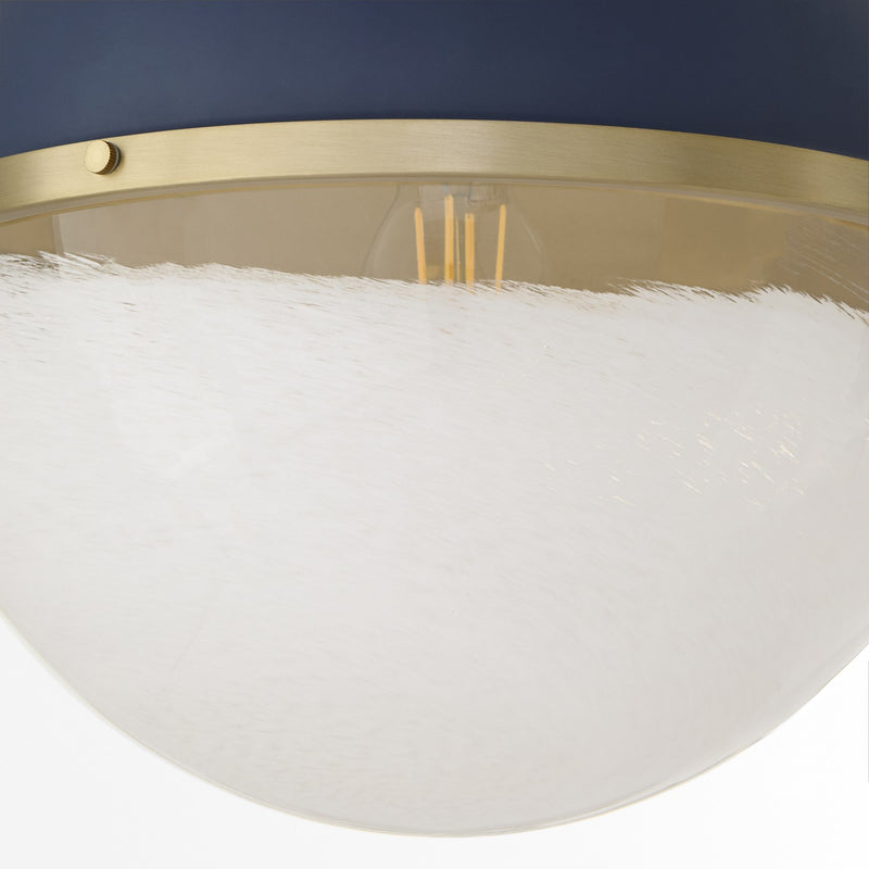 Quorum 82-14-3280 One Light Pendant, Blue w/ Aged Brass