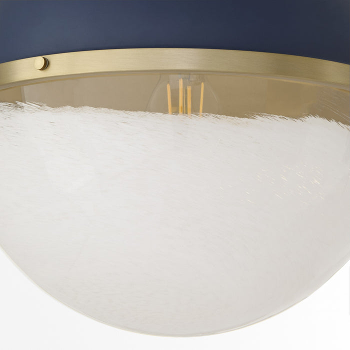 Quorum 82-14-3280 One Light Pendant, Blue w/ Aged Brass