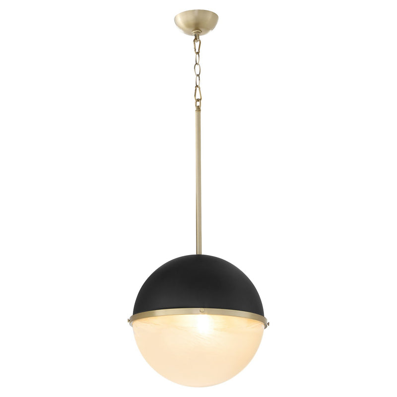 Quorum 82-14-6980 One Light Pendant, Textured Black w/ Aged Brass