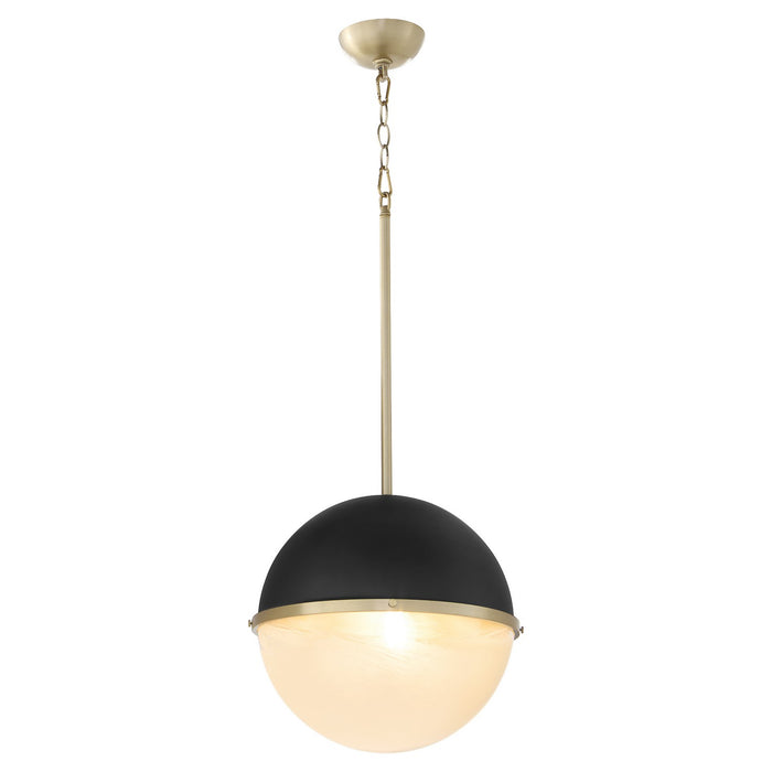 Quorum 82-14-6980 One Light Pendant, Textured Black w/ Aged Brass