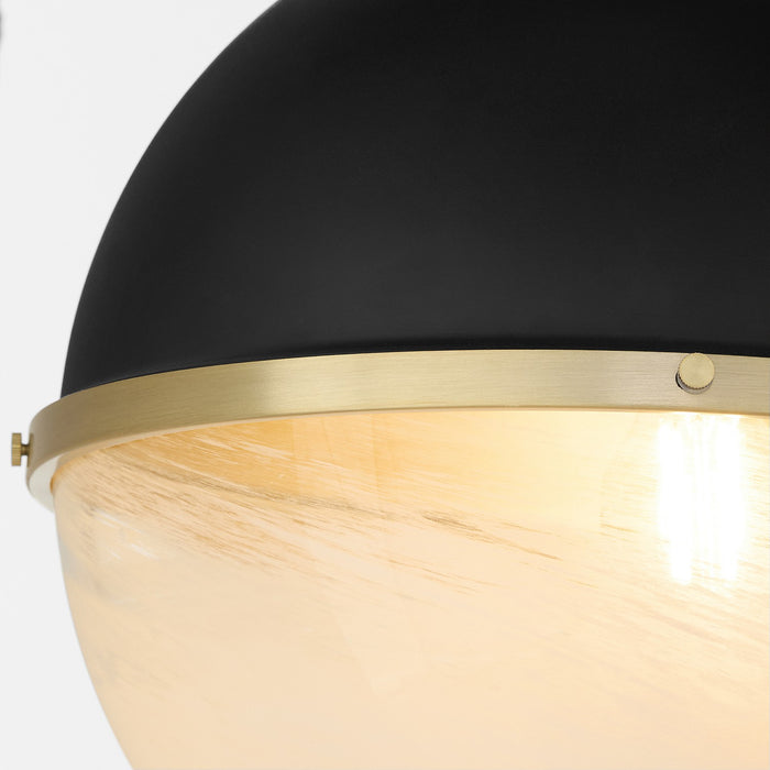 Quorum 82-14-6980 One Light Pendant, Textured Black w/ Aged Brass