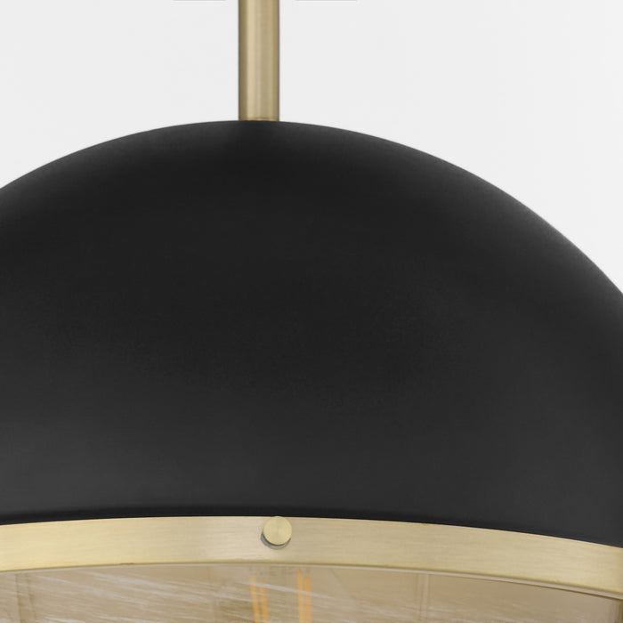 Quorum 82-14-6980 One Light Pendant, Textured Black w/ Aged Brass