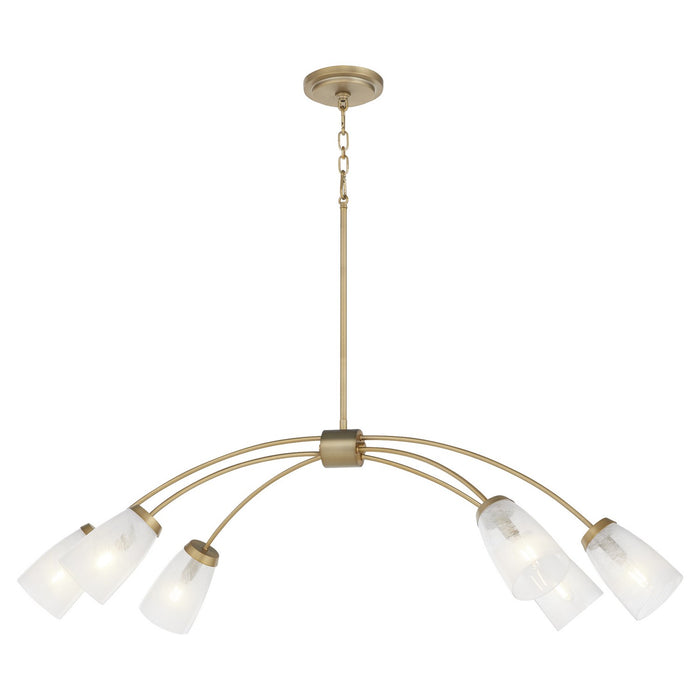 Quorum 6877-6-80 Six Light Linear Chandelier, Aged Brass