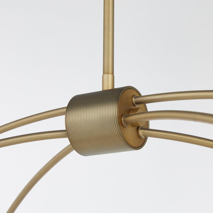 Quorum 6877-6-80 Six Light Linear Chandelier, Aged Brass