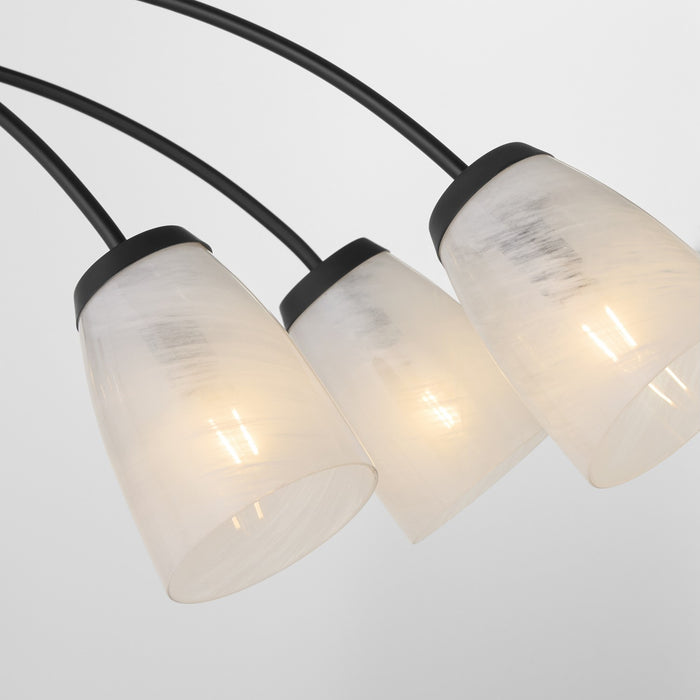 Quorum 6877-6-59 Six Light Linear Chandelier, Matte Black