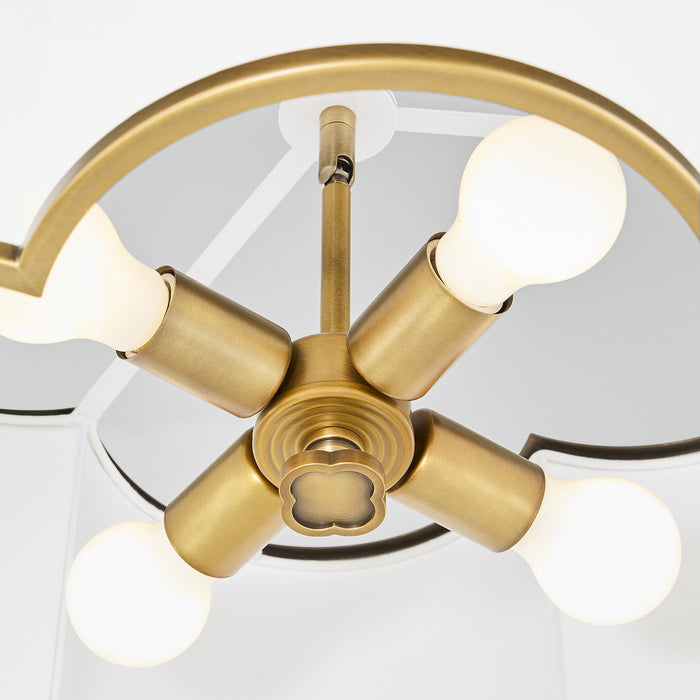 Quorum 8228-4-47 Four Light Pendant, Non-Lacquered Brass