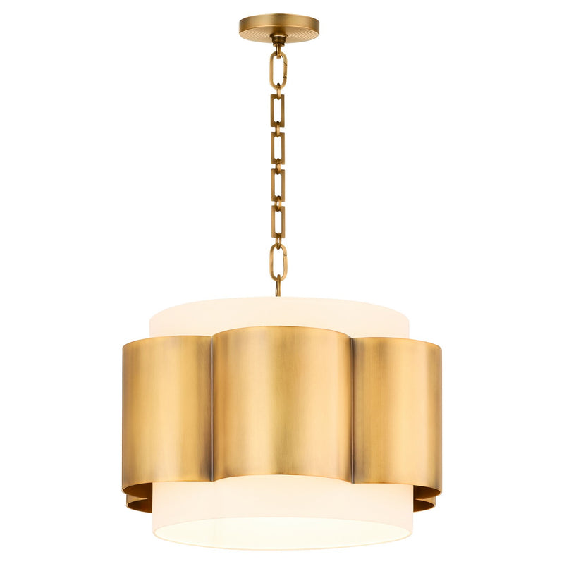 Quorum 8229-4-47 Four Light Pendant, Non-Lacquered Brass