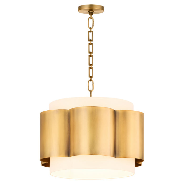Quorum 8229-4-47 Four Light Pendant, Non-Lacquered Brass