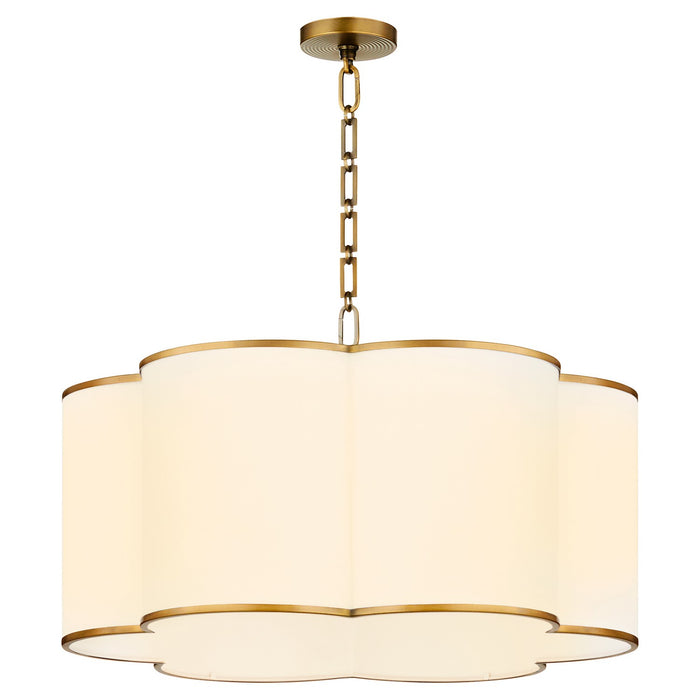 Quorum 8228-6-47 Six Light Pendant, Non-Lacquered Brass