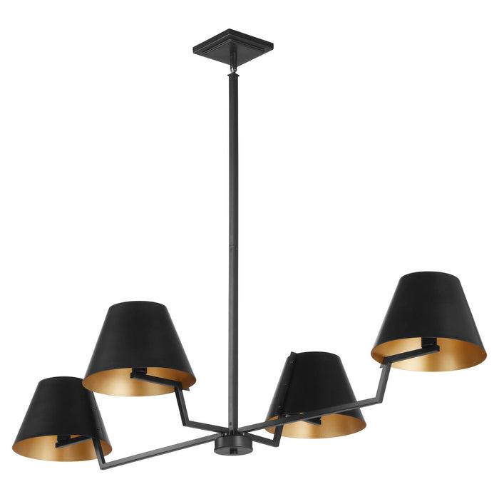 Quorum 669-4-59 Four Light Linear Chandelier, Matte Black