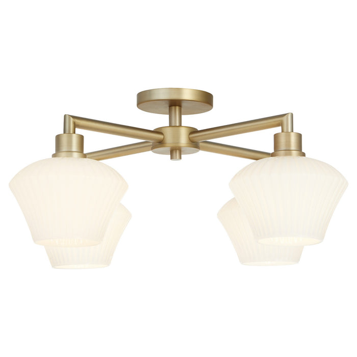 Quorum 3221-26-80 Four Light Flush Mount, Aged Brass