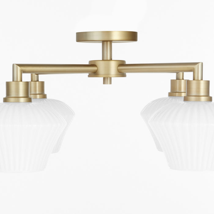 Quorum 3221-26-80 Four Light Flush Mount, Aged Brass