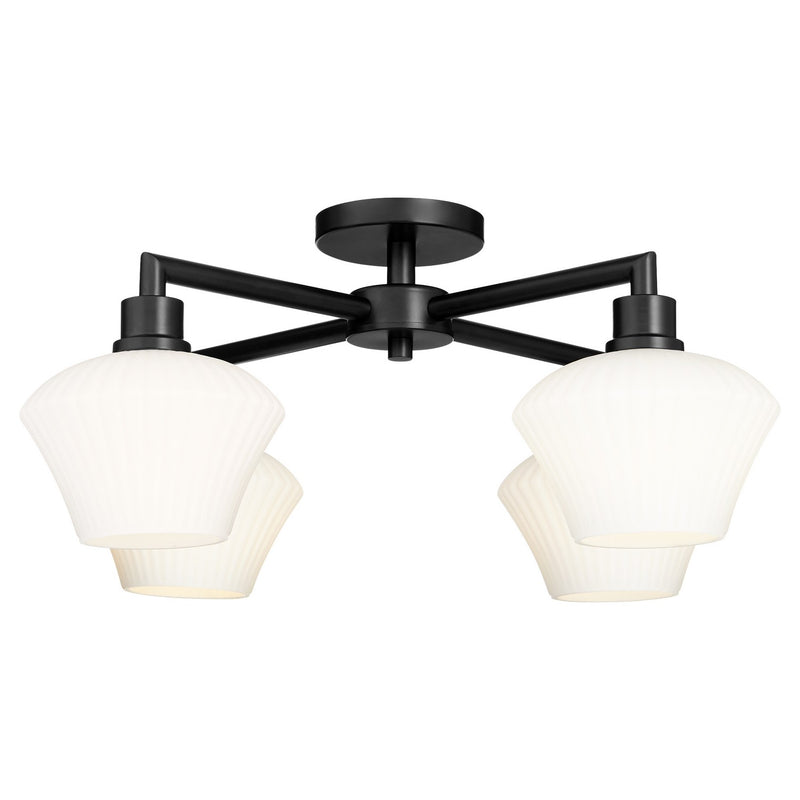 Quorum 3221-26-59 Four Light Flush Mount, Matte Black