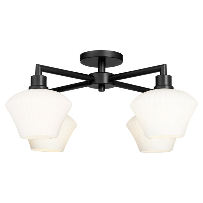 Quorum 3221-26-59 Four Light Flush Mount, Matte Black
